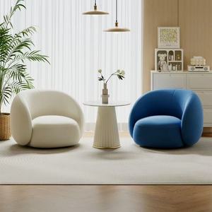 Modern Oval Single Seat Sofa Chair in White and Yellow PU Leather for Hotel Lounge Area Contemporary Design Durable Furniture - Product Image 3