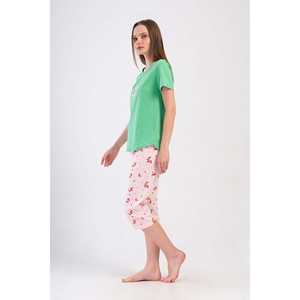 Traje de dormir capri ovalado de manga corta con cuello redondo para mujer - Product Image 3