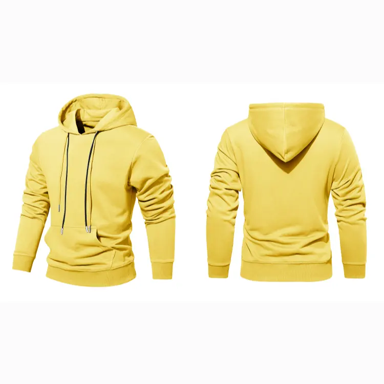 Custom Satin Line Sleeveless Workout 100% Cotton Pullover Sweatshirt Unisex Velour Men 280 Gsm Yellow Hoodies