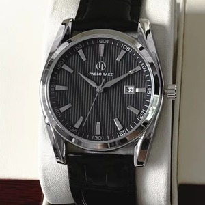 Wholesale Men's Business Waterproof <b>Watch</b> <b>Black</b> Leather Strap 10mm Ultra Thin Dial Dress Quartz <b>Watch</b> with Calendar Function - Product Image 4