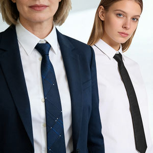 Cravates fines noires de luxe pour femmes, 2,36 pouces, fines, à nouer soi-même, <span class=keywords><strong>cravate</strong></span> formelle, uniformes scolaires, 100% polyester - Product Image 1