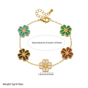 Daisy <b>Flower</b> Chain <b>Bracelet</b> Gold Plated Zinc Alloy Women's Jewelry Gift Accessory - Product Image 4