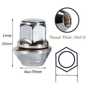 Accessoires <span class=keywords><strong>de</strong></span> <span class=keywords><strong>roue</strong></span> Pièces M12x1.5 Filetage 12x1.5 Écrous <span class=keywords><strong>de</strong></span> <span class=keywords><strong>roue</strong></span> <span class=keywords><strong>de</strong></span> style OEM Chrome 19mm Hex Fits <span class=keywords><strong>Ford</strong></span> Bronco <span class=keywords><strong>Ranger</strong></span> - Product Image 2