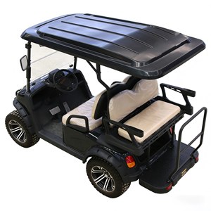 Voiture de golf 4 places à carrosserie en acier inspirée des motos tout-terrain, avec une grande garde au sol et des pneus tout-terrain. - Product Image 3