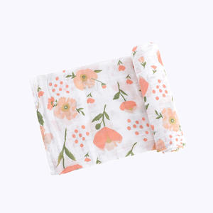 Couverture d'emmaillotage pour nouveau-né en fibre de bambou, série végétale, imprimée, toute saison, enveloppe en gaze pour bébé, serviette de bain, emmaillotage - Product Image 1