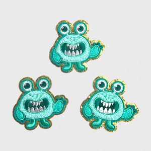 NODA Iron on Embroidery Cute <b>Gold</b> Edge Little Evil Caterpillar Chenille Patch for Kid <b>Clothes</b> Bag Decoration - Product Image 3