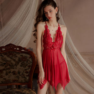 Sexy Unterwäsche Dessous tief V Low-Cut Spitze Mesh Perspective Backless Plus Size Sling Nachthemd Home Wear 4443 - Product Image 4