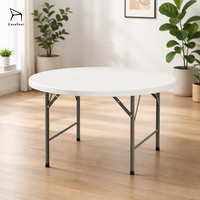Table ronde pliable en plastique, stable et durable, pour les décorations de fêtes et de mariages en intérieur