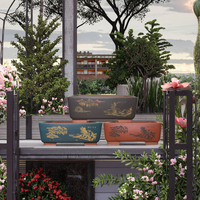 Pot à bonsaï en argile violette de Yixing non émaillé, peint à la main, paysage sculpté, écologique, utilisation au sol, capacité de 2 à 3 L, décoration d'intérieur, jardinière