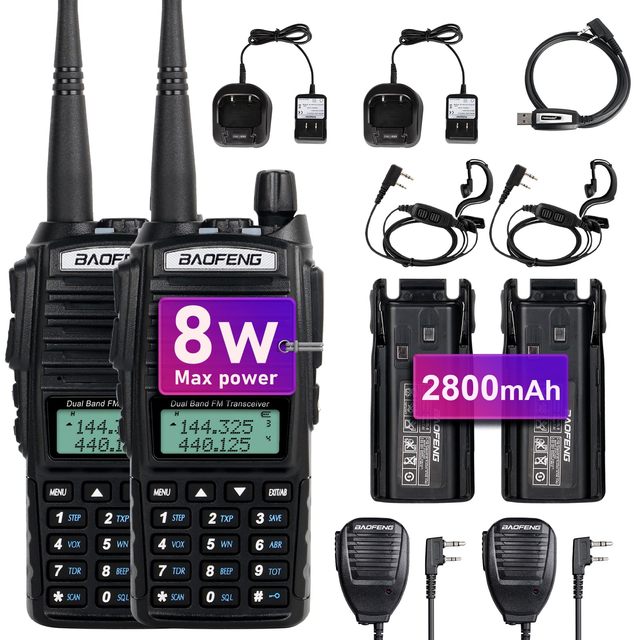 Walkie Talkie BF UV-82 ,hot Sell UV-82 Black Uhf Vhf Ham Dual Band Handheld 2way Radios Long Range Portable Radio