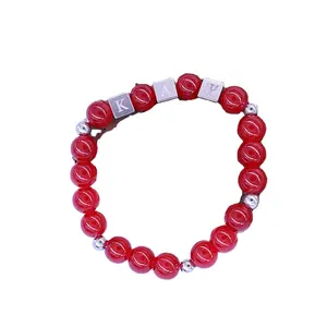 Chinês Vermelho Elastic Frisada Grego Letra Kappa Alpha Psi Cúbicos Encantos Colégio Associação Fraternidade Pulseira Para Homens