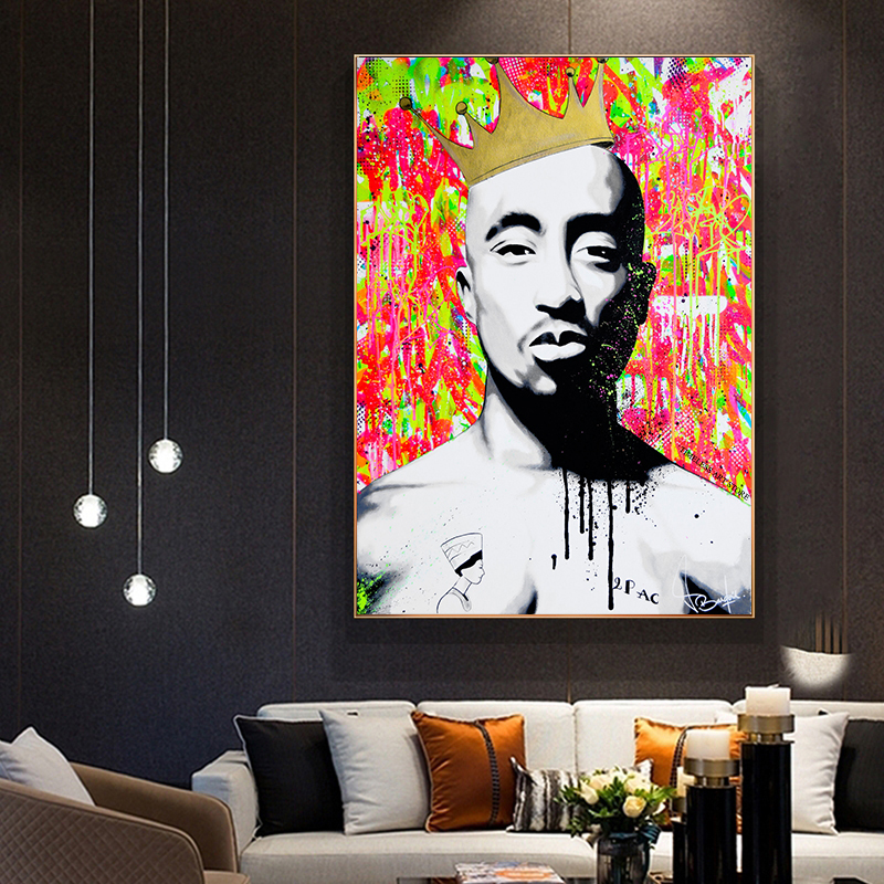 絵画 2pac 落書きの肖像とトゥパックキャンバス絵画ポスターやプリント2Pac
