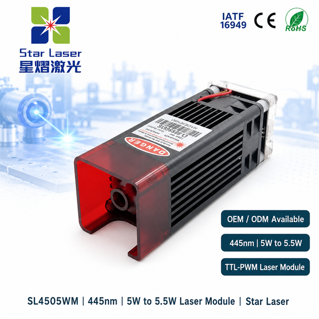 Star Laser SL4505WM 450nm 5W High Power Blue Laser Diode Module TTL PWM Laser Engraving Cutting CNC Machine