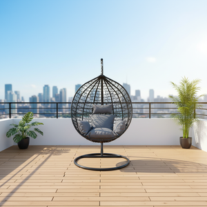 Fauteuil suspendu d'extérieur en rotin, style nid d'oiseau, pour balcon, intérieur, en métal, en osier, en forme de cocon, pour adultes - Product Image 2