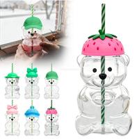 Nouveau Gobelet en Verre Bearista Créatif Grande Capacité 600ML avec Paille, Design Minimaliste Résistant à la Chaleur, Motif Ours en Peluche Dessin Animé, Pour la Maison