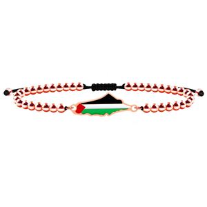Pulsera al por mayor personalizada con mapa palestino - Joyería de la libertad con cuentas de acero inoxidable y cadena de circonita esmaltada para hombres y mujeres, ¡salva Gaza! - Product Image 4