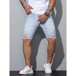 2025 pantalones cortos de mezclilla rasgados en 3D para hombres y mujeres, pantalones cortos de verano informales desgastados Y2K de mezclilla ajustados elásticos de colores - Product Image 3