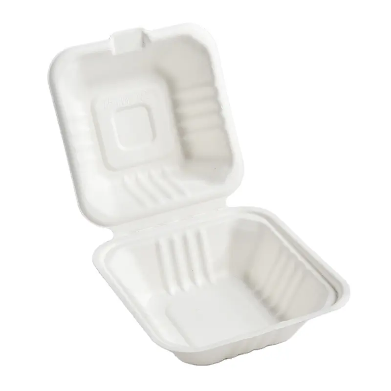 6 Inch Biodegradable Disposable Hamburger packing container pulp burger box