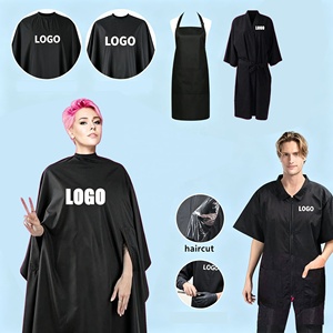 Capa <span class=keywords><strong>de</strong></span> Barbería con Logotipo Personalizado, Impermeable, <span class=keywords><strong>de</strong></span> Poliéster, 160*140cm, Cuello Ajustable con Broches, para Peluquería - Product Image 1