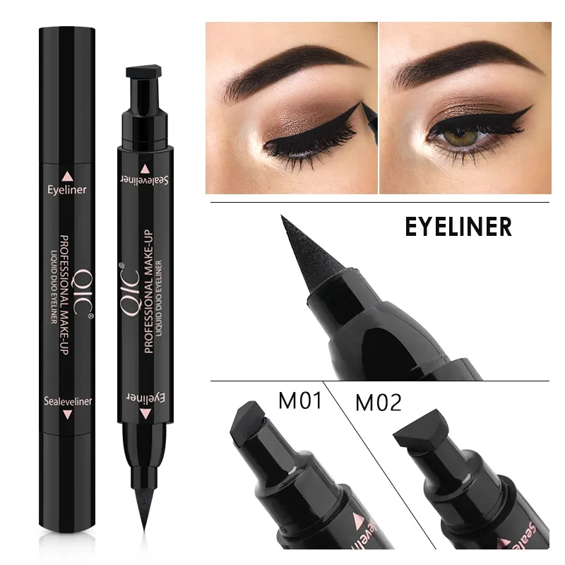 QIC double head eyeliner wing stamp waterproof long lasting liquid eye liner stamp seal 2 sizes qic stamp eyeliner Q614