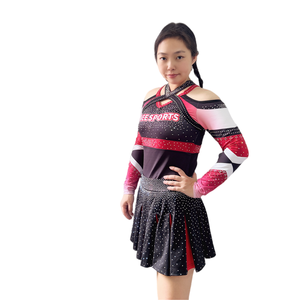 <span class=keywords><strong>Professionnel</strong></span> Fille Compétition Cheerleader <span class=keywords><strong>Costume</strong></span> École Cheer Équipe Uniformes Noir Cheerleading Sportswear Fille Cheerleader <span class=keywords><strong>Costume</strong></span> - Product Image 4