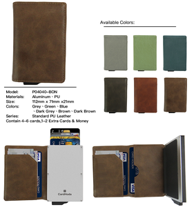 กระเป๋าสตางค์ธุรกิจหนัง PU แบบบางขนาดเล็กเปิดปิดได้แบบสั้นที่ใส่บัตรแบบบล็อค RFID บุด้านในไนล่อนสำหรับบัตรธนาคารโลโก้ออกแบบได้ตามต้องการ - Product Image 4