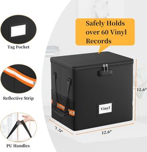 Chống Nước & Chống Cháy Có Thể Gập Lại Vinyl Ghi Lưu Trữ Hộp Nhỏ Album Organizer Với Khóa Cho <span class=keywords><strong>CD</strong></span> Lưu Trữ - Product Image 6