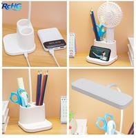 Lampe de table d'apprentissage multifonctionnelle à LED rechargeable, trois températures de couleur, protection des yeux, support de rangement pour stylos et téléphone portable