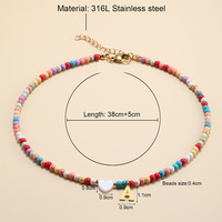 Collar de cuentas de colores bohemio, Gargantilla con colgante de letra inicial, colgante de amor de concha turquesa, apellido, joyería fina DIY para mujer