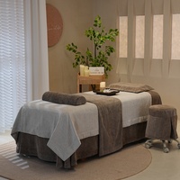 Ensemble de literie de luxe pour salon de beauté, 4 pièces, gris foncé, logo personnalisé, ensemble de draps pour lit de massage et spa