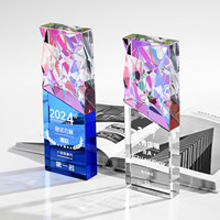 Vente directe d'usine, médailles en cristal colorées magnifiques de haute qualité, trophées personnalisés, récompenses 3D, design minimaliste, impression UV