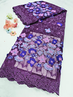 NI.AI Nouveau design Tissu en dentelle filet 3D fleuri lavable, dentelle brodée tricotée chaîne avec sequins pour robes de mariée et de soirée pour filles