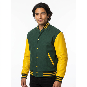 Services OEM – Blouson universitaire unisexe personnalisé pour l'hiver, en laine/polyester, avec patch brodé en chenille, col montant, style baseball uni - Product Image 1