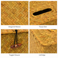 Housse de boîte à mouchoirs tissée à la main, support décoratif en fibres naturelles, chambre, salon, salle de bain, vente en gros OEM, housse de boîte à mouchoirs tissée