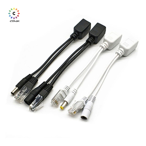 Listo en stock divisor POE 12V adaptador Ethernet de alimentación inyector divisor de <span class=keywords><strong>Cable</strong></span> POE para cámara IP blanco y negro - Product Image 1