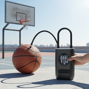 Pompe électrique numérique rechargeable 150 PSI, alimentée par batterie, entièrement automatique, pour sports de ballon, corps en acier haute pression - Product Image 3