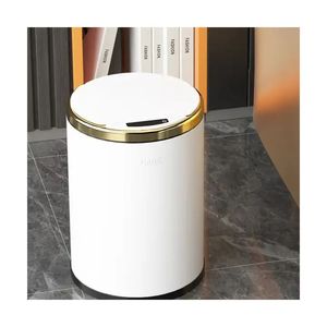 Cubo de basura redondo de lujo de alta calidad para el hogar inteligente sin contacto cubos de basura automático pañal de bebé <span class=keywords><strong>canan</strong></span> de basura de acero inoxidable - Product Image 1