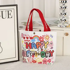 Bolsa de Regalo Reutilizable, Bolsa de Lona Infantil con Dibujos Animados, Linda, con Botón, Impresa con Tinta UV, para Compras - Product Image 5