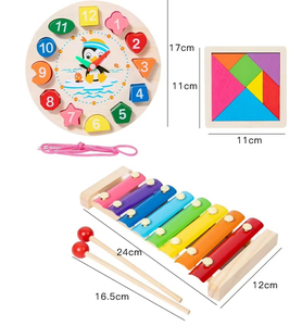 Set di giocattoli liberamente combinabili Montessori, puzzle di impilamento delle figure, giochi con strumenti musicali, set educativi per bambini, ragazzi e ragazze - Product Image 4