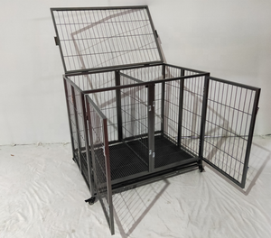 Kandang anjing tabung logam tugas berat portabel kandang anjing besar dapat dilipat dengan pemisah - Product Image 1