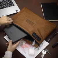 Sac de notaire d'organisation de stockage d'argent étanche en PU avec logo personnalisé pour femmes et hommes sac de documents de style à la mode avec serrure et fermeture à glissière