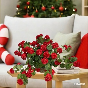 Flores Artificiales de Geranio, Color Rojo Brillante, Flor de Seda de 30cm-100cm, Decoración para Bodas, Adorno para el Hogar - Product Image 4