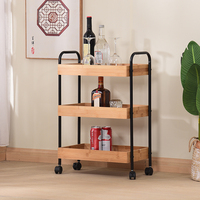 Carrito de bambú extraíble para cocina, con ruedas y asas