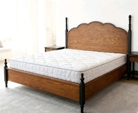 Cadre de lit Queen Size en bois massif, style Mid-century, écologique, lit double, mobilier de chambre vintage français pour la maison