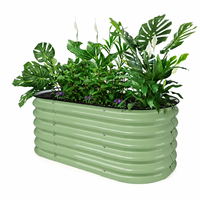 Jardinera Elevada de Acero Galvanizado para Exteriores, Caja de Metal Corrugado para Plantar Verduras y Flores