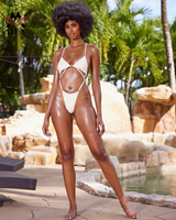 Maillot de bain une pièce string délicat OutPace, maillot de bain découpé, maillot de bain pour femmes, ensembles de maillots de bain blancs pour femmes