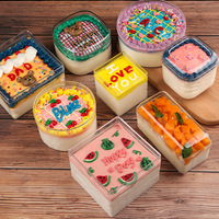 Boîte de rangement en acrylique transparente carrée pour tiramisu, dessert, bonbons, biscuits, pâtisserie, emballage de gâteau en acrylique, boîte avec couvercle