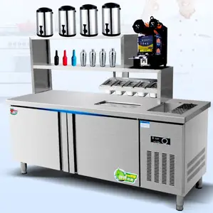 OEM Chấp Nhận Được Với Các Thiết Kế Khác Nhau Của Thép Không Gỉ Bubble Tea Trạm Làm Việc Counter Cooler Freezer