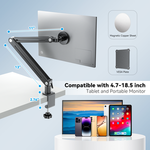 <span class=keywords><strong>Support</strong></span> de tablette réglable en gros pour bureau, <span class=keywords><strong>support</strong></span> <span class=keywords><strong>double</strong></span> VESA pour moniteur portable de 18,5 pouces - Product Image 5