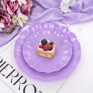 <span class=keywords><strong>Assiette</strong></span> <span class=keywords><strong>plate</strong></span> ondulée multicolores, <span class=keywords><strong>assiette</strong></span> de présentation pour hôtel, <span class=keywords><strong>assiette</strong></span> jetable en <span class=keywords><strong>plastique</strong></span> pour fête de famille, 10,25 pouces/7,5 pouces, moderne - Product Image 5